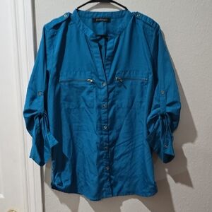 Indigo Teal Button-Down Women's Shirt